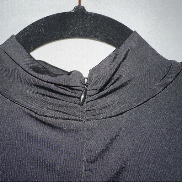 Revolve Lanston Dress Womens Small Black Ruched Mock Neck Front Slit Maxi - Picture 10 of 12